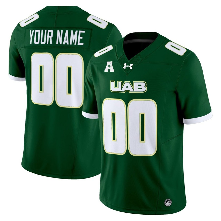 Men's UAB Blazers Custom Green 2025 Vapor F.U.S.E. Limited Stitched Football Jersey