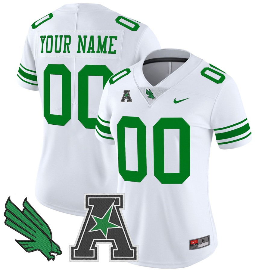 Women's North Texas Mean Green Custom White 2025 Vapor Limited Stitched Football Jersey