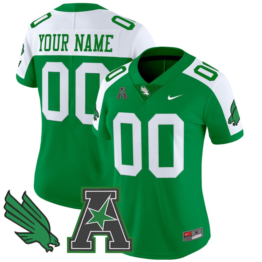 Women's North Texas Mean Green Custom Green Alternate 2025 Vapor Limited Stitched Football Jersey