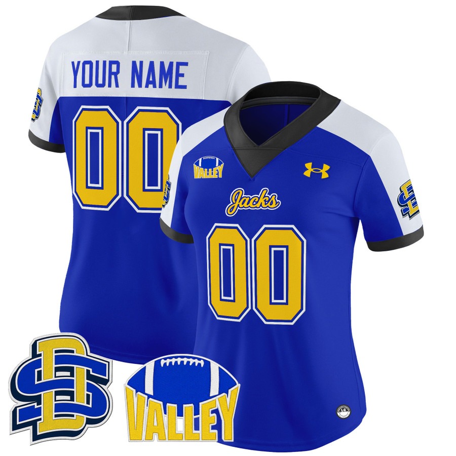 Women's South Dakota State Blue Alternate Custom Blacssk 2025 Vapor Limited Stitched Football Jersey