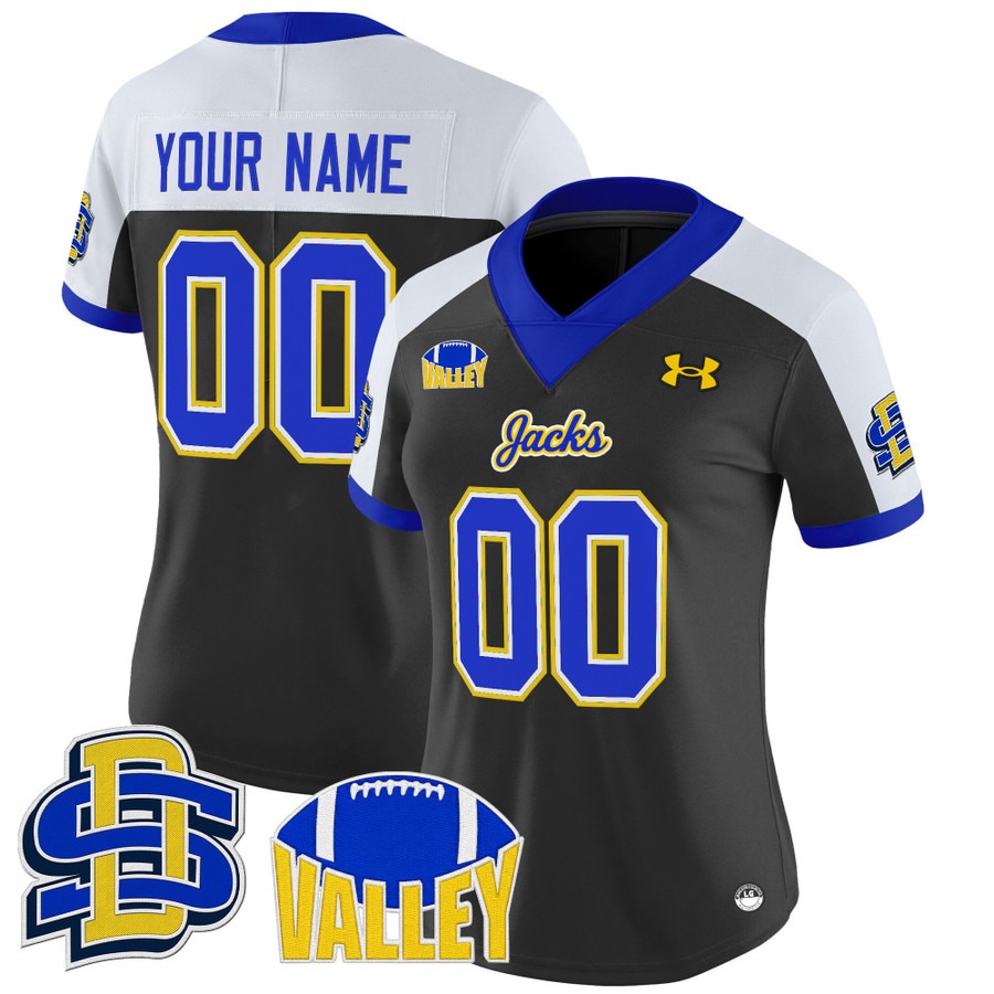 Women's South Dakota State Jackrabbits Custom Black Alternate 2025 Vapor Limited Stitched Football Jersey