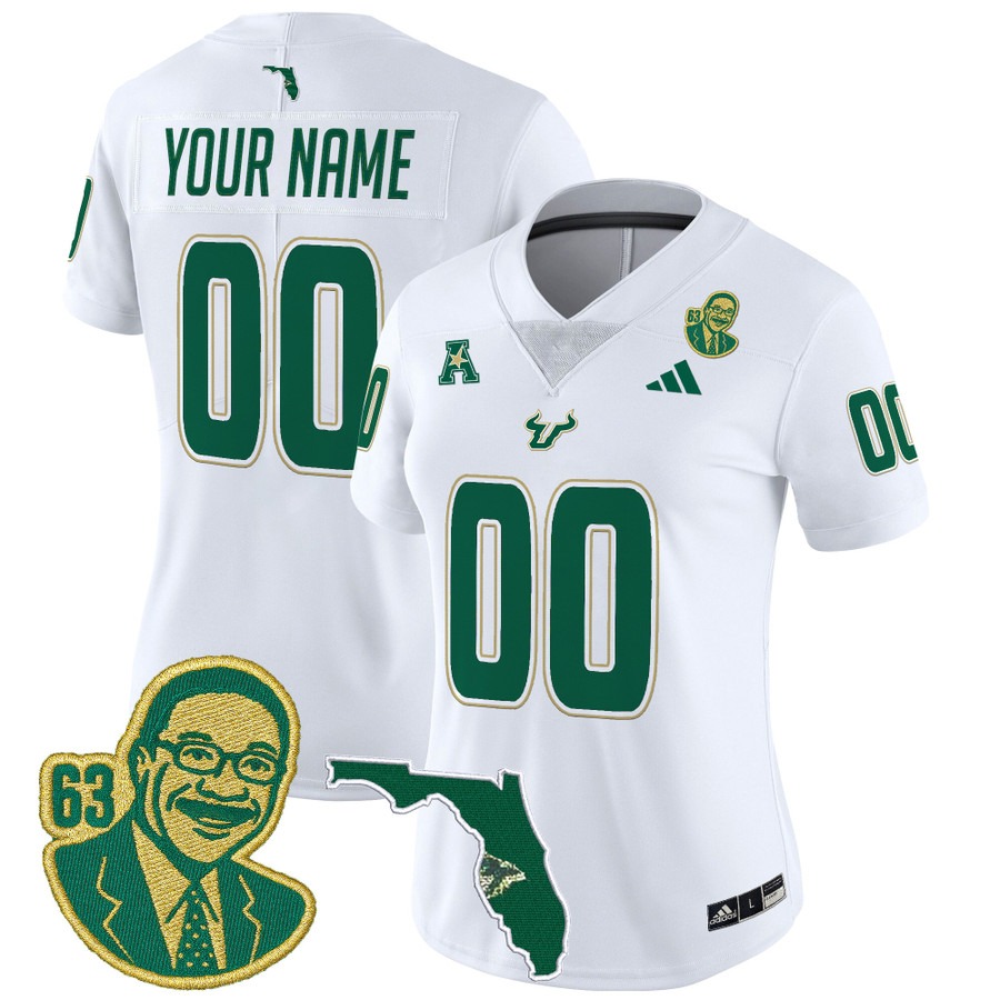 Women's South Florida Bulls Custom 'Lee Roy Selmon Legacy Edition' Vapor Limited Stitched Football Jersey - White Women's South Florida Bulls Custom 'Lee Roy Selmon Legacy Edition' Vapor Limited Stitched Football Jersey - White