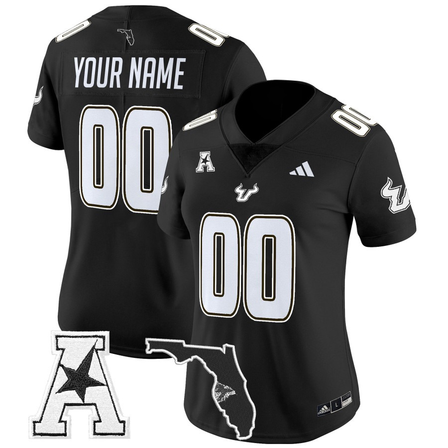 Women's South Florida Bulls Custom Black 2025 Vapor Limited Stitched Football Jersey Women's South Florida Bulls Custom Black 2025 Vapor Limited Stitched Football Jersey