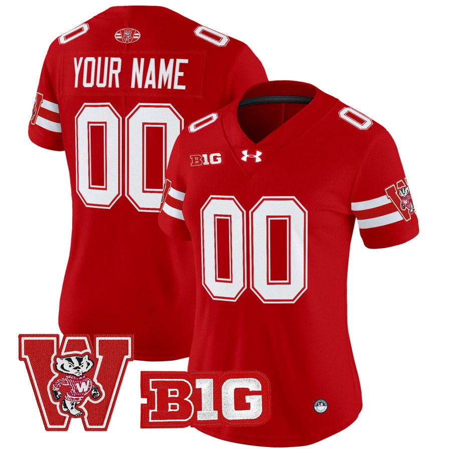 Women's Wisconsin Badgers Custom Red Throwback Vapor Limited Stitched Football Jersey