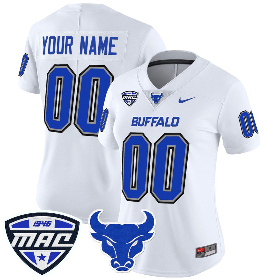 Women's Buffalo Bulls Custom White 2025 Vapor Limited Stitched Football Jersey
