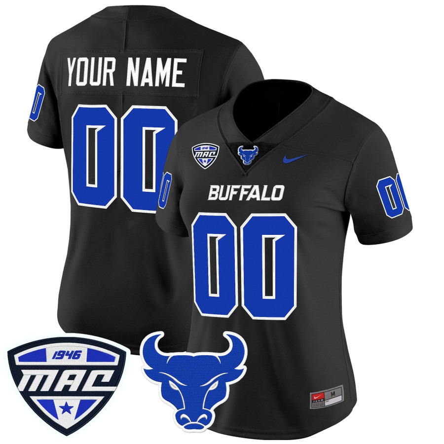 Women's Buffalo Bulls Custom Black 2025 Vapor Limited Stitched Football Jersey