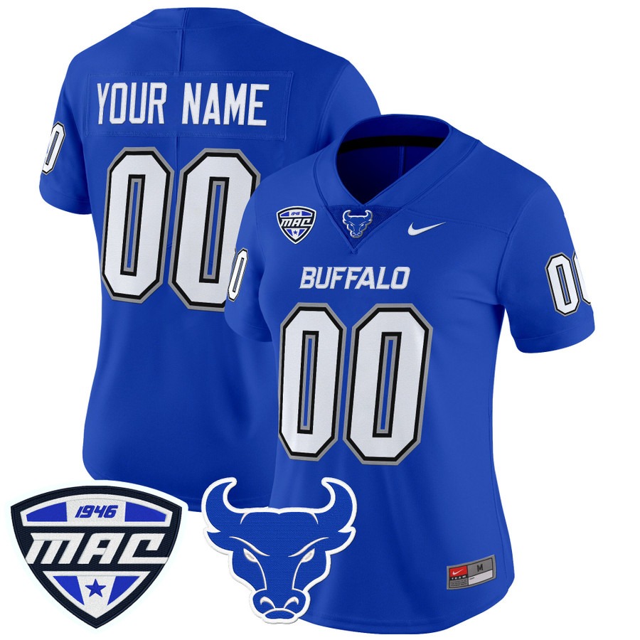 Women's Buffalo Bulls Custom Blue 2025 Vapor Limited Stitched Football Jersey
