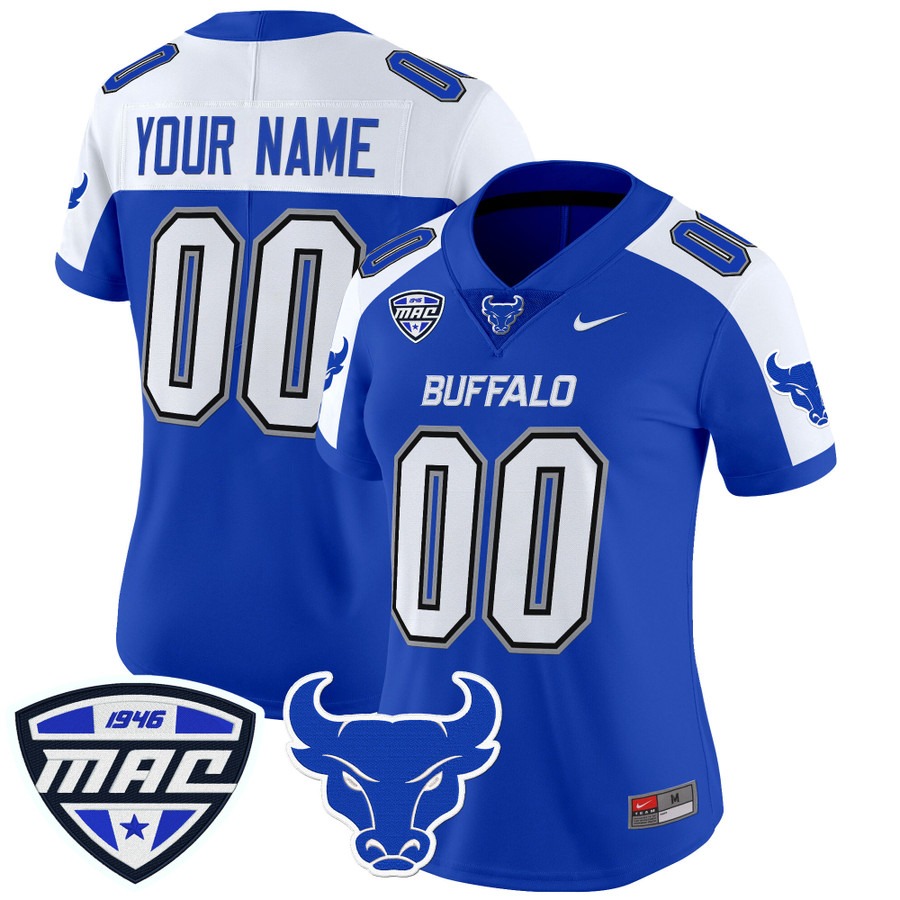 Women's Buffalo Bulls Custom Blue Alternate 2025 Vapor Limited Stitched Football Jersey