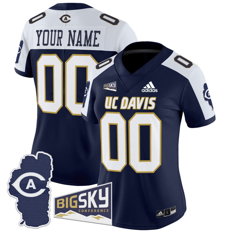 Women's UC Davis Aggies Custom Navy Alternate 2025 Vapor Limited Stitched Football Jersey