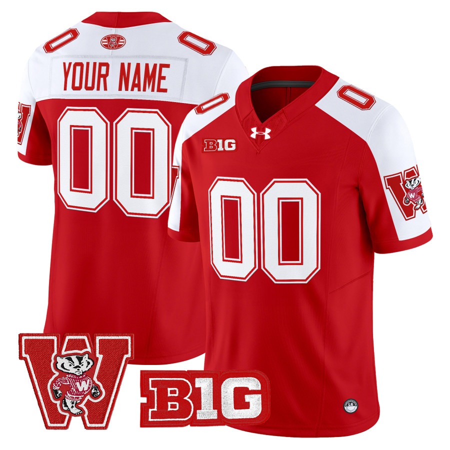 Men's Wisconsin Badgers Custom Red Alternate Throwback Vapor F.U.S.E. Limited Stitched Football Jersey