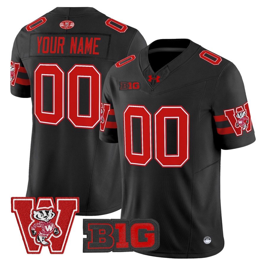 Men's Wisconsin Badgers Custom Black Throwback Vapor F.U.S.E. Limited Stitched Football Jersey
