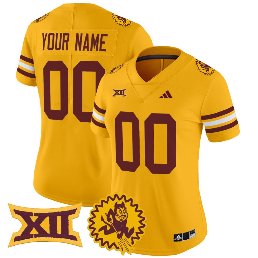 Women's Arizona State Sun Devils Custom Gold 1975 Throwback Vapor Limited Stitched Football Jersey Women's Arizona State Sun Devils Custom Gold 1975 Throwback Vapor Limited Stitched Football Jersey