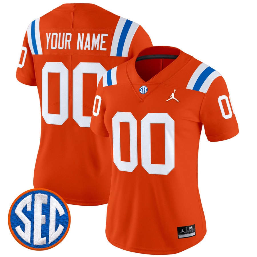 Women's Florida Gators Custom Orange Alternate 1960s Throwback Vapor Limited Stitched Football Jersey