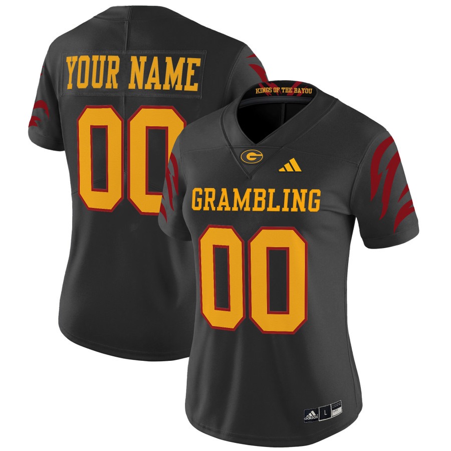 Women's Grambling Tigers Custom Black 2025 Vapor Limited Stitched Football Jersey
