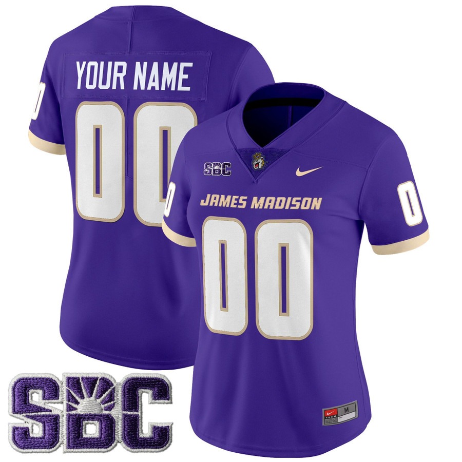 Women's James Madison Dukes Custom Purple 2025 Vapor Limited Stitched Football Jersey Women's James Madison Dukes Custom Purple 2025 Vapor Limited Stitched Football Jersey