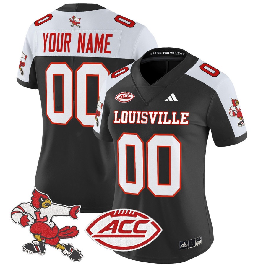 Women's Louisville Cardinals 1980s Throwback Vapor Limited Custom Stitched Football Jersey - Black Alternate Women's Louisville Cardinals 1980s Throwback Vapor Limited Custom Stitched Football Jersey - Black Alternate