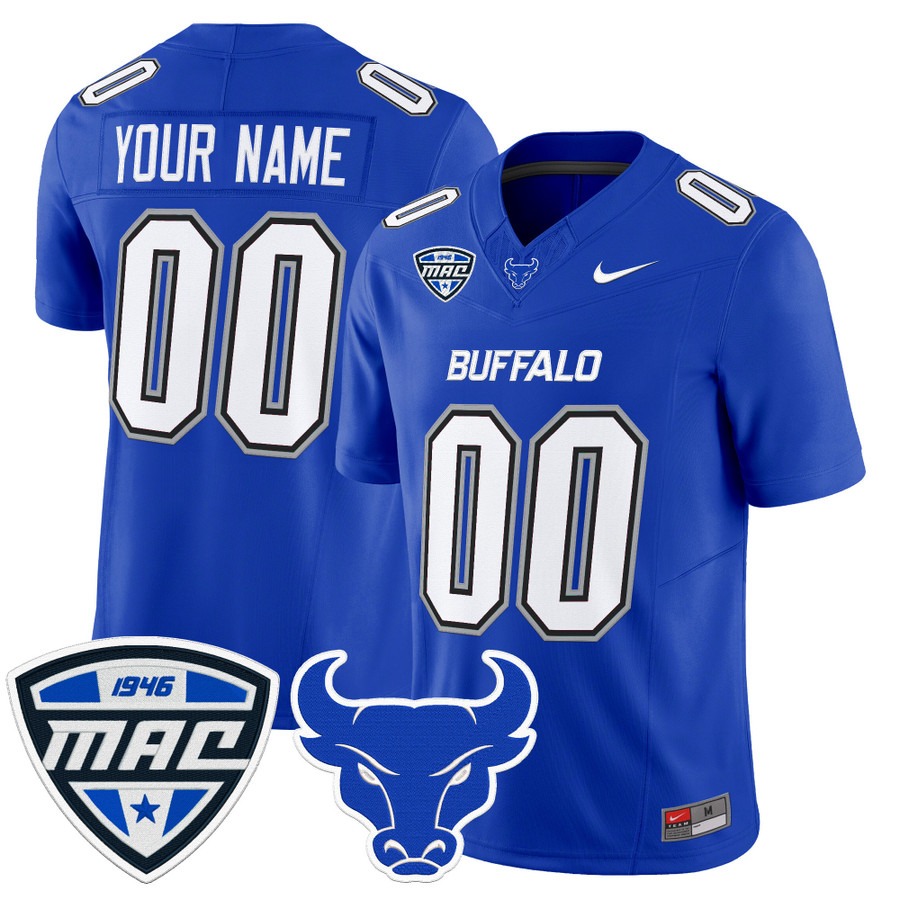 Men's Buffalo Bulls Custom Blue F.U.S.E. 2025 Vapor Limited Stitched Football Jersey