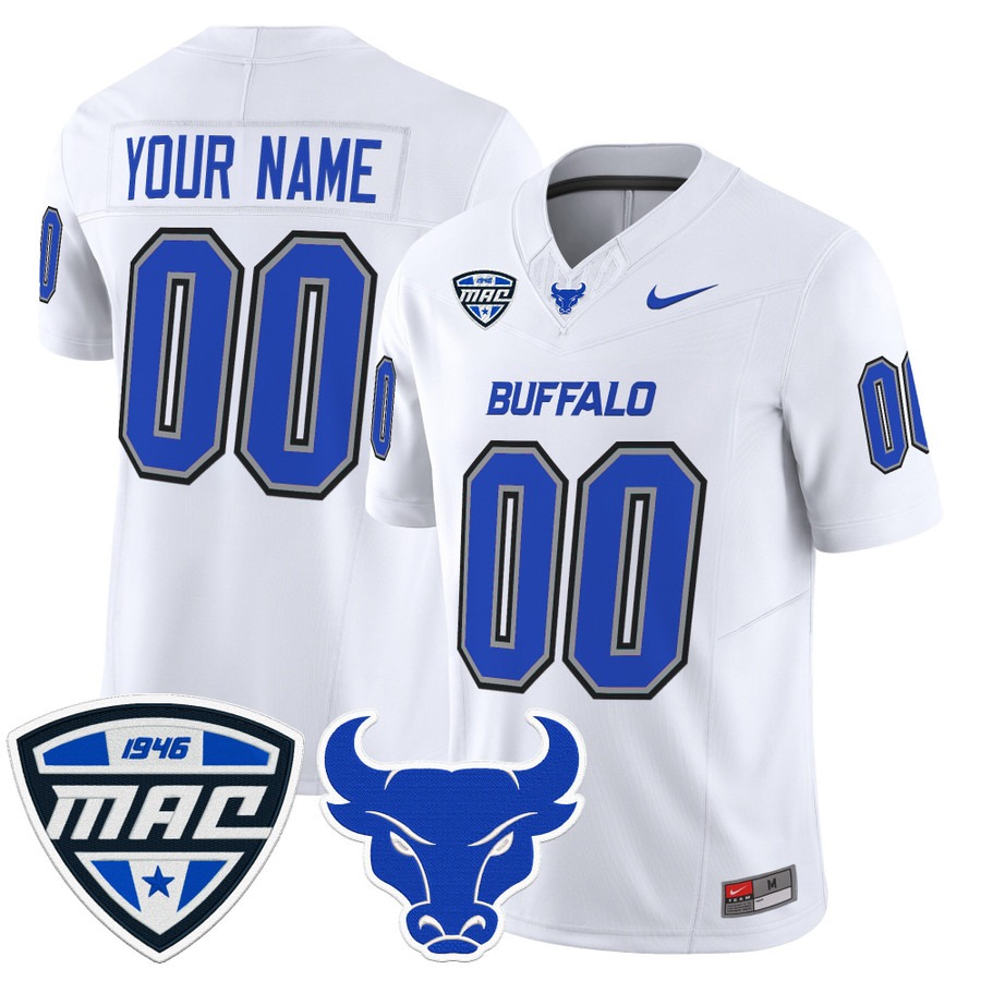 Men's Buffalo Bulls Custom White F.U.S.E. 2025 Vapor Limited Stitched Football Jersey