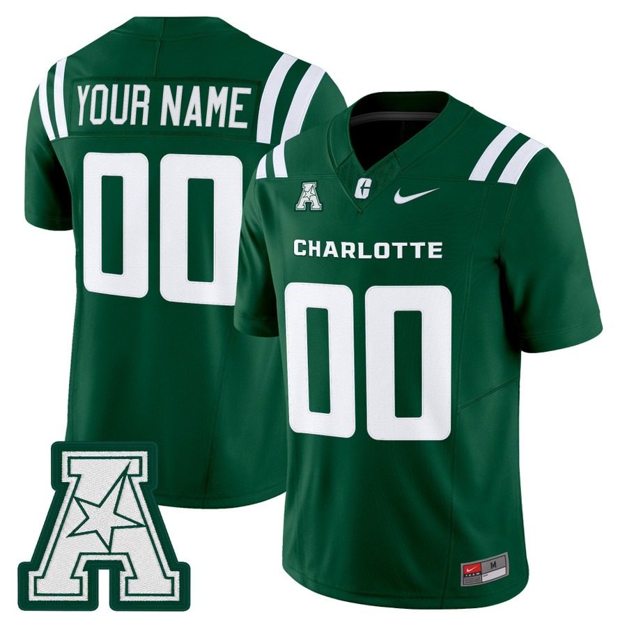 Men's Charlotte 49ers Custom Green F.U.S.E. 2025 Vapor Limited Stitched Football Jersey