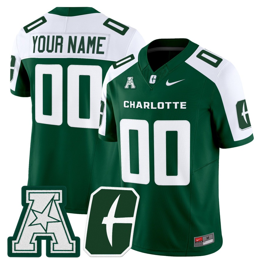 Men's Charlotte 49ers Custom Green Alternate F.U.S.E. 2025 Vapor Limited Stitched Football Jersey
