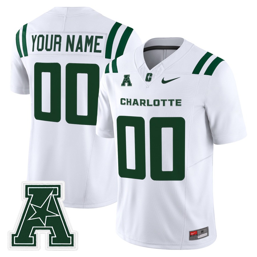 Men's Charlotte 49ers Custom White F.U.S.E. 2025 Vapor Limited Stitched Football Jersey