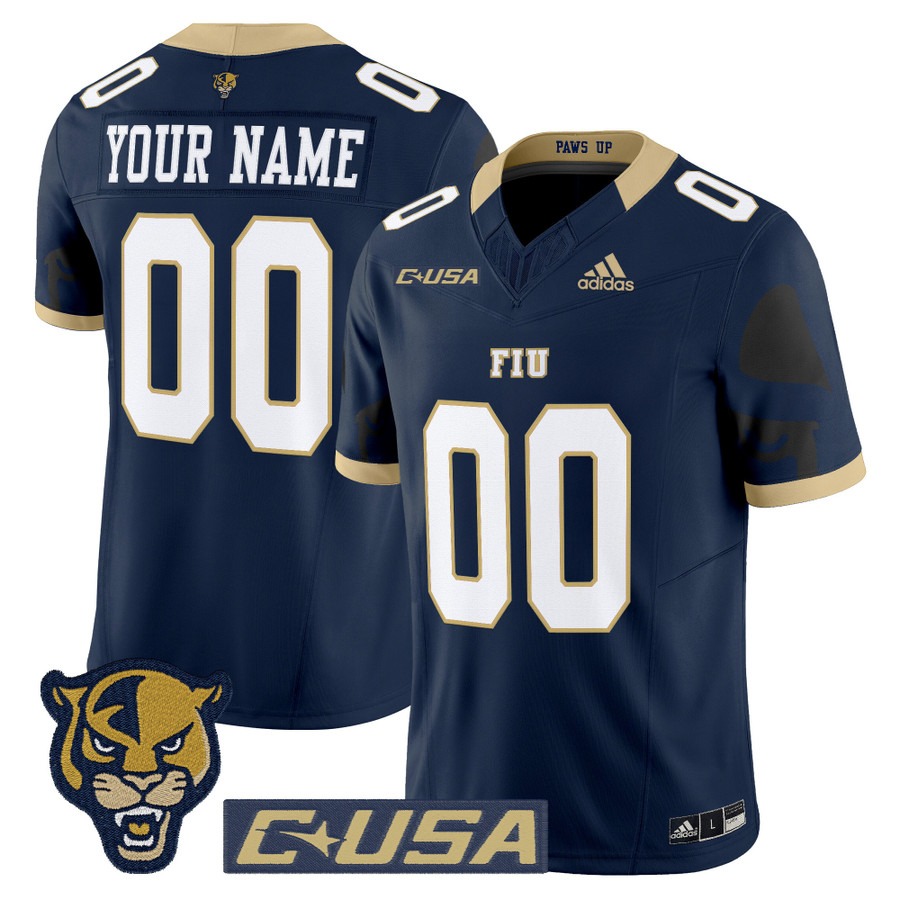 Men's FIU Panthers Custom Navy 2025 Vapor F.U.S.E. Limited Stitched Football Jersey Men's FIU Panthers Custom Navy 2025 Vapor F.U.S.E. Limited Stitched Football Jersey