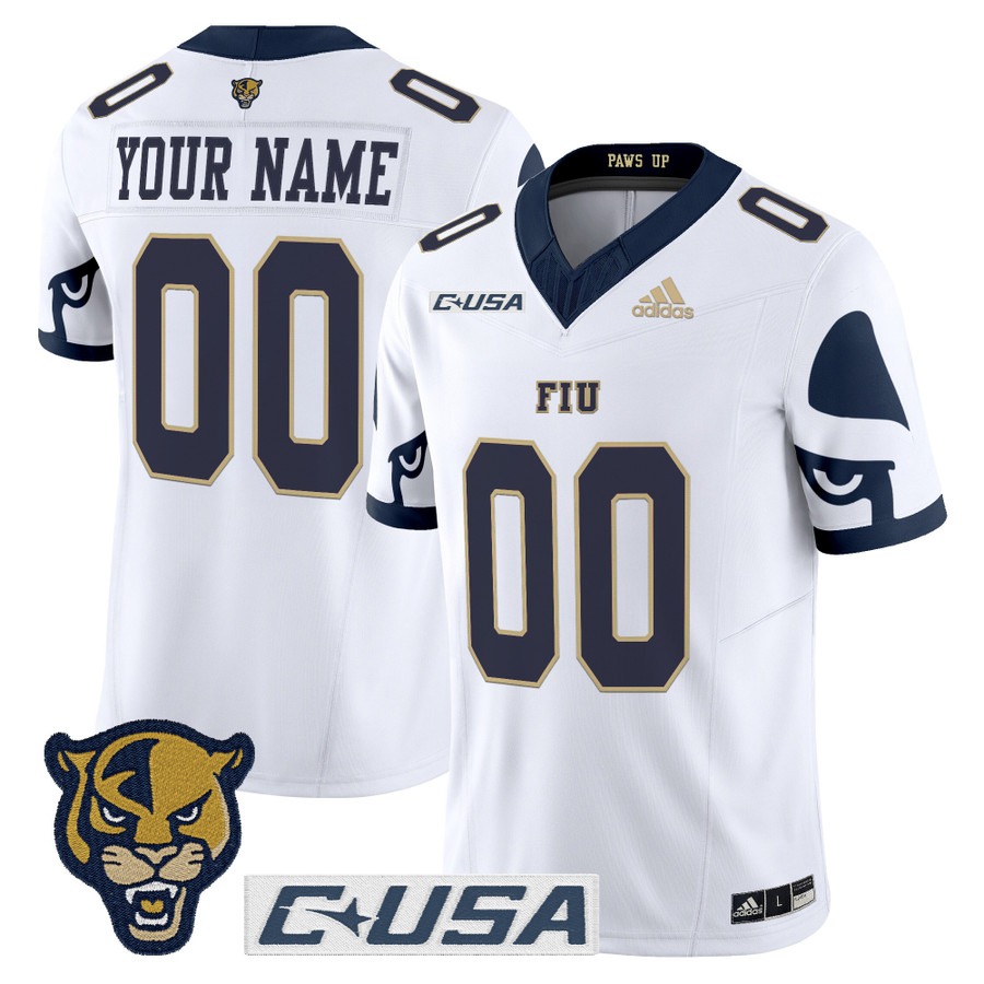 Men's FIU Panthers Custom White 2025 Vapor F.U.S.E. Limited Stitched Football Jersey Men's FIU Panthers Custom White 2025 Vapor F.U.S.E. Limited Stitched Football Jersey
