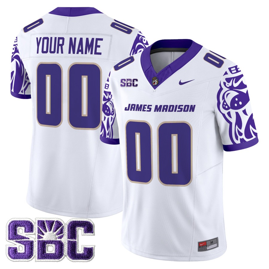Men's James Madison Dukes Custom White F.U.S.E. 2025 Vapor Limited Stitched Football V2 Jersey Men's James Madison Dukes Custom White F.U.S.E. 2025 Vapor Limited Stitched Football V2 Jersey