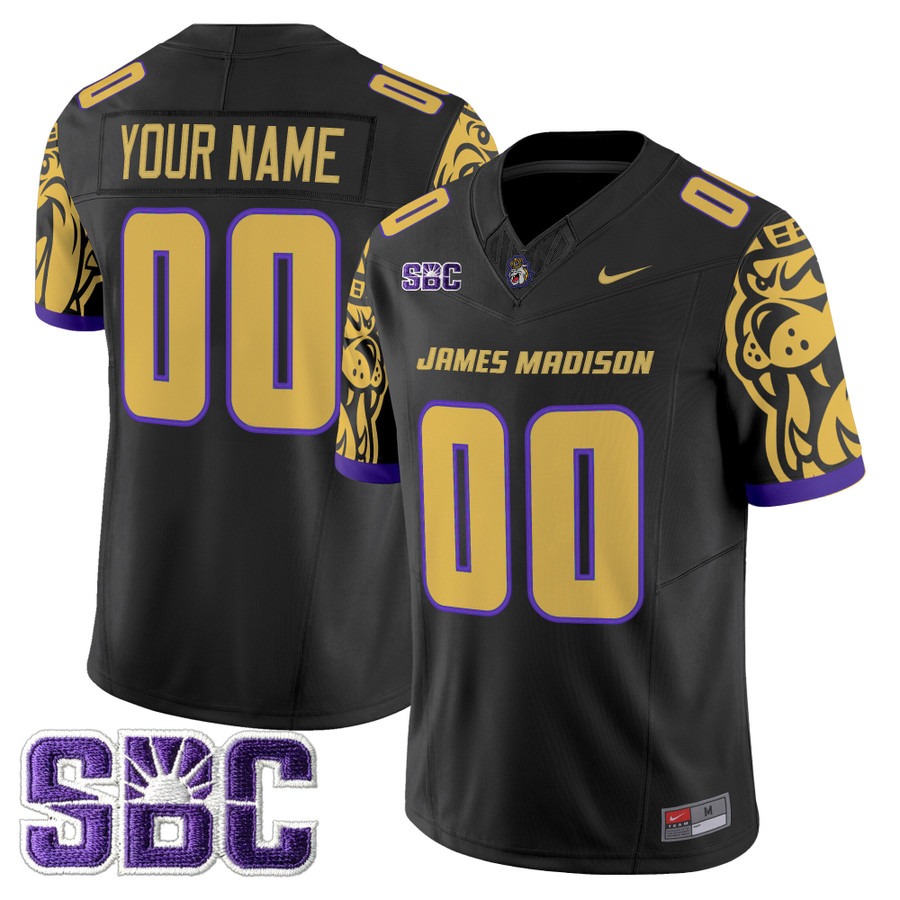 Men's James Madison Dukes Custom Black F.U.S.E. 2025 Vapor Limited Stitched Football V2 Jersey Men's James Madison Dukes Custom Black F.U.S.E. 2025 Vapor Limited Stitched Football V2 Jersey