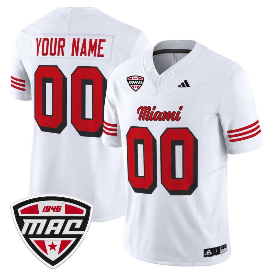Men's Miami RedHawks Custom White 2025 Vapor F.U.S.E. Limited Stitched Football Jersey