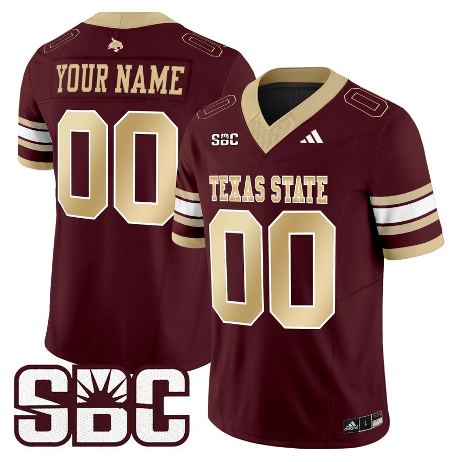 Men's Texas State Bobcats Custom Maroon 2025 Vapor F.U.S.E. Limited Stitched Football Jersey