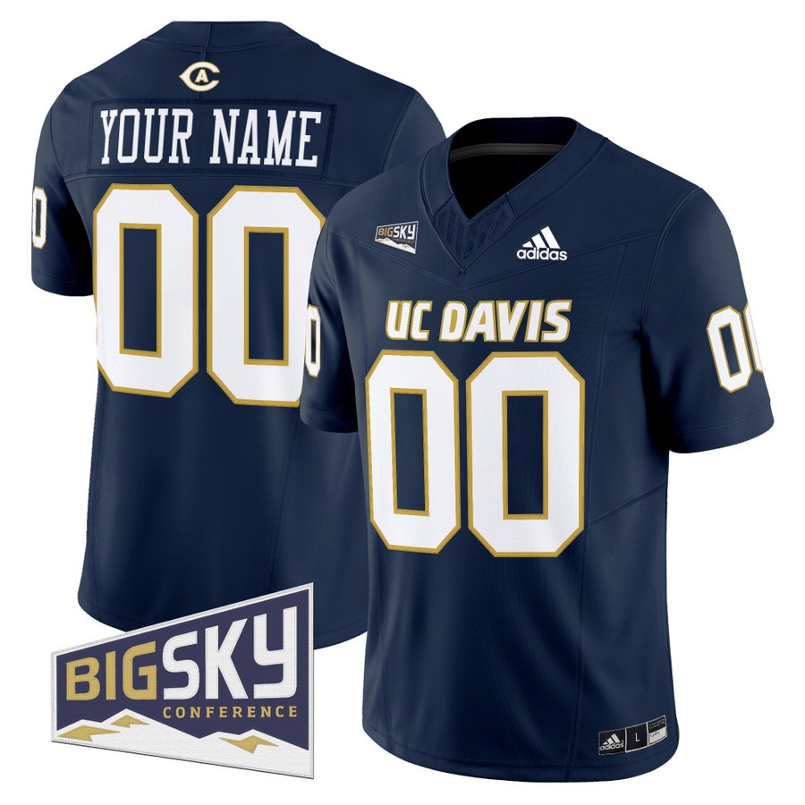 Men's UC Davis Aggies Custom Navy 2025 Vapor F.U.S.E. Limited Stitched Football Jersey