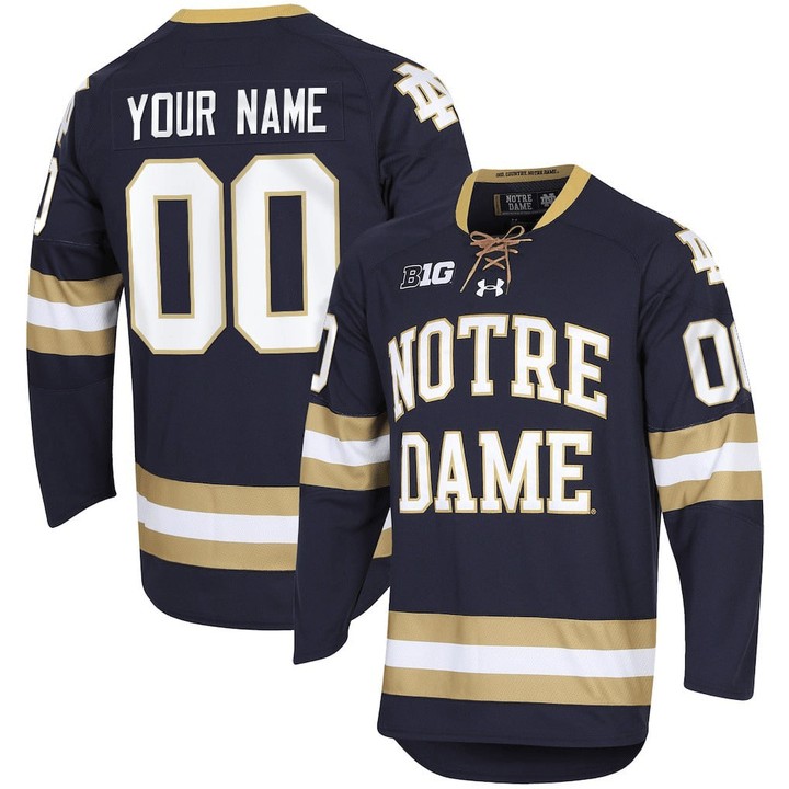 Men's Notre Dame Fighting Irish Custom Navy Hockey Stitched Hockey Jersey Men's Notre Dame Fighting Irish Custom Navy Hockey Stitched Hockey Jersey