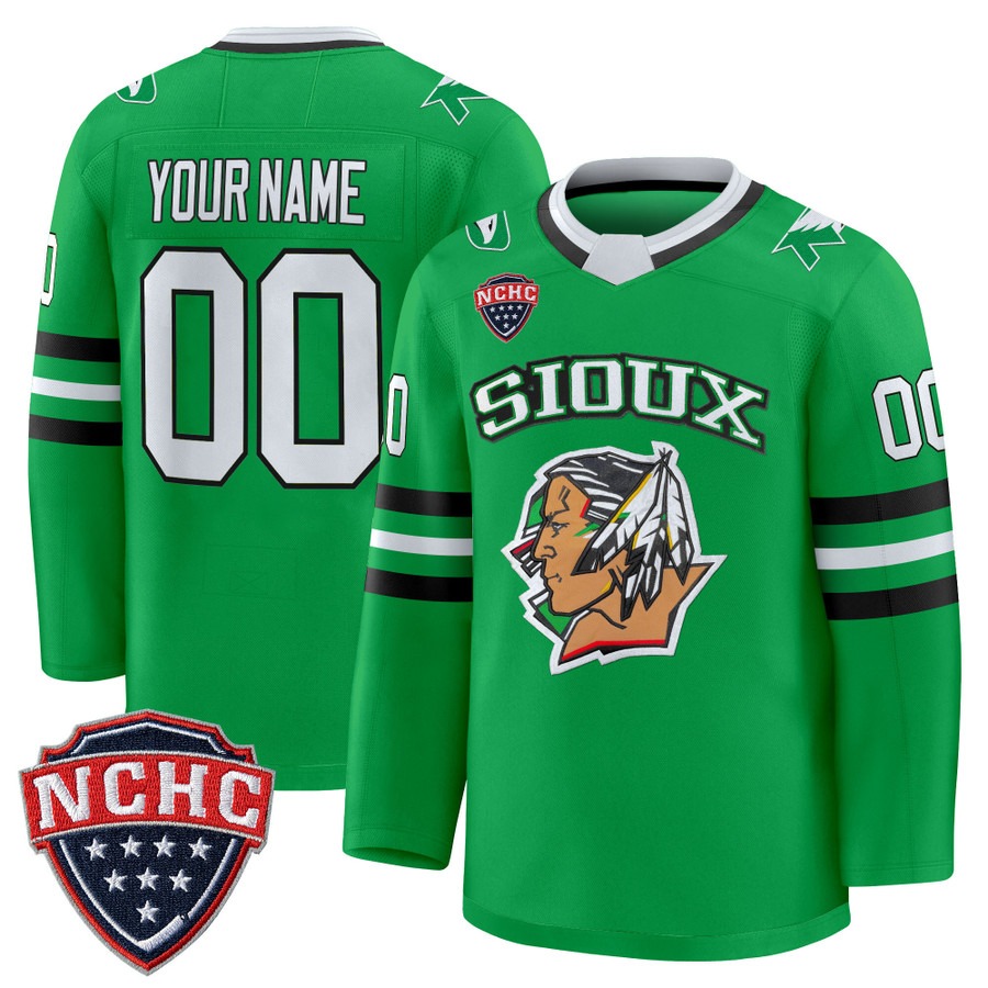 Men's North Dakota Fighting Hawks Custom Green Limited 2025-26 Premium Stitched Hockey Jersey Men's North Dakota Fighting Hawks Custom Green Limited 2025-26 Premium Stitched Hockey Jersey