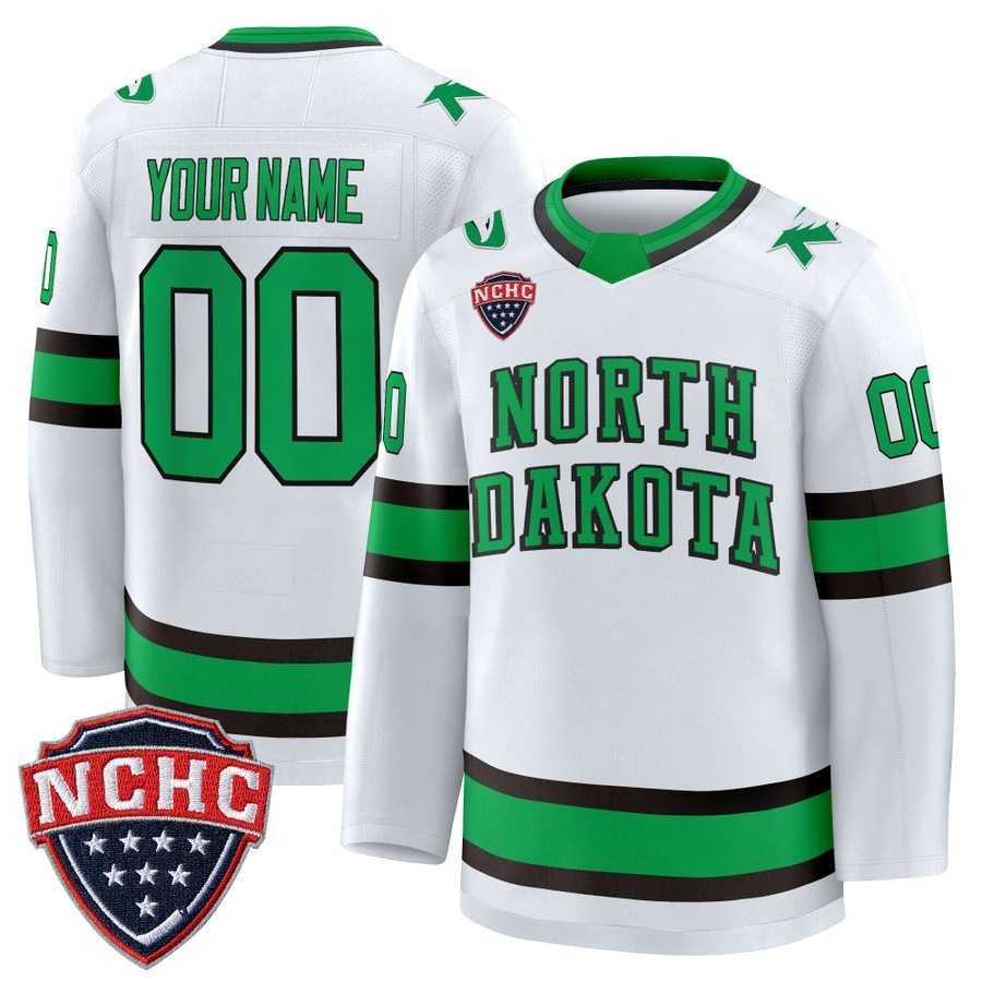 Men's North Dakota Fighting Hawks Custom White 2025-26 Premium Stitched Hockey Jersey Men's North Dakota Fighting Hawks Custom White 2025-26 Premium Stitched Hockey Jersey