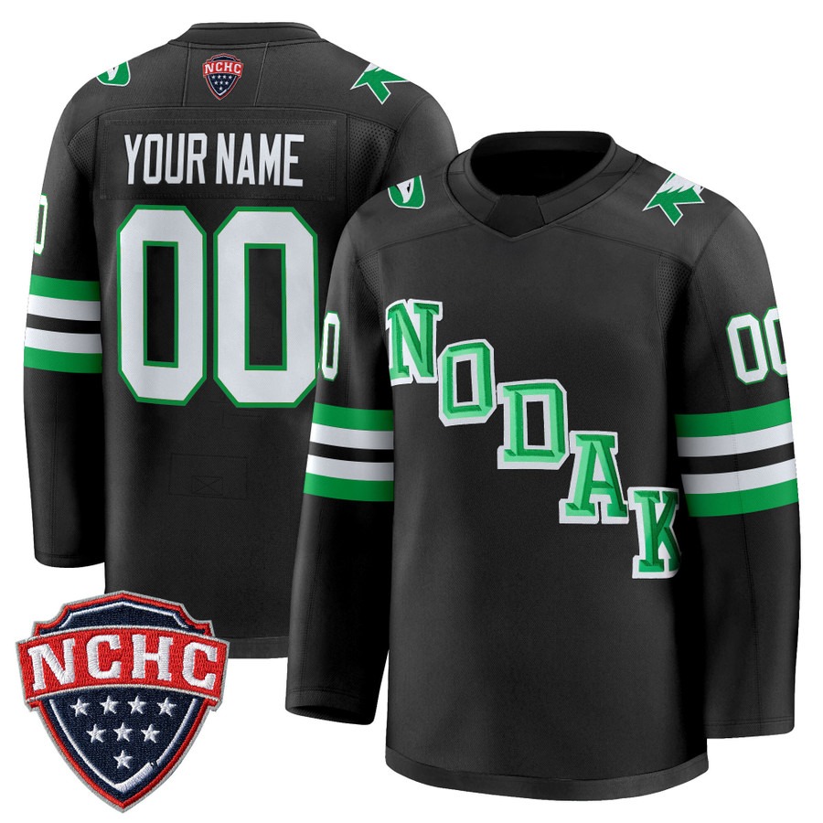 Men's North Dakota Fighting Hawks Custom Black 2025-26 Premium Stitched Hockey Jersey Men's North Dakota Fighting Hawks Custom Black 2025-26 Premium Stitched Hockey Jersey