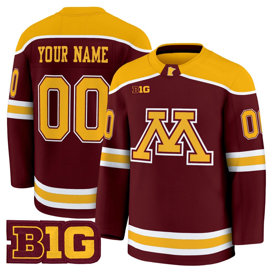 Men's Minnesota Golden Gophers Custom Maroon 2025-26 Premium Stitched Hockey Jersey