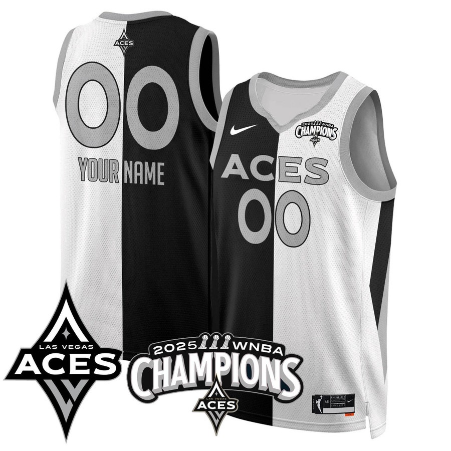 Men's Las Vegas Aces Custom Split 2025 WNBA Championship Stitched Basketball Jersey