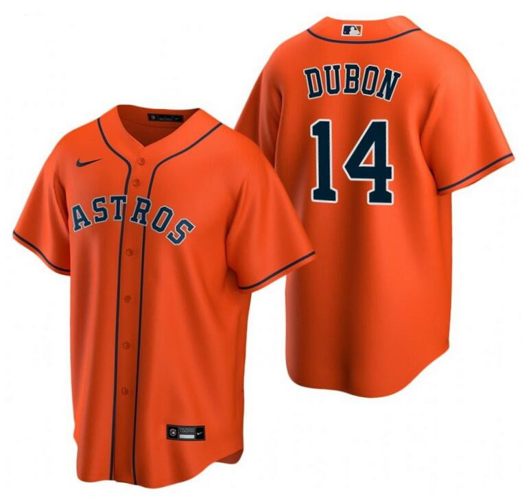 Men's Houston Astros #14 Mauricio Dubon Orange Cool Base Stitched Baseball Jersey