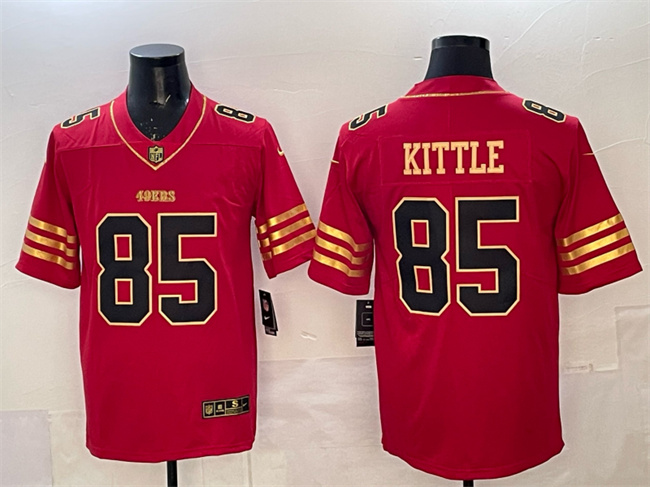 Men's San Francisco 49ers #85 George Kittle Red Gold Stitched NFL Nike Jersey