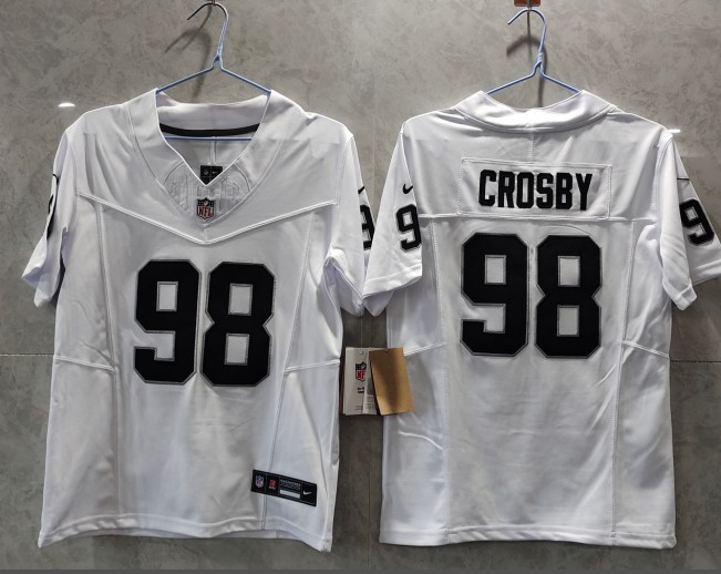 Youth Las Vegas Raiders #98 Maxx Crosby White 2025 F.U.S.E. Vapor Untouchable Limited Stitched Football Jersey