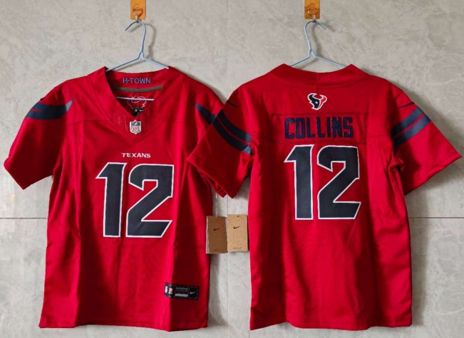 Youth Houston Texans #12 Nico Collins Red F.U.S.E Vapor Stitched Football Jersey