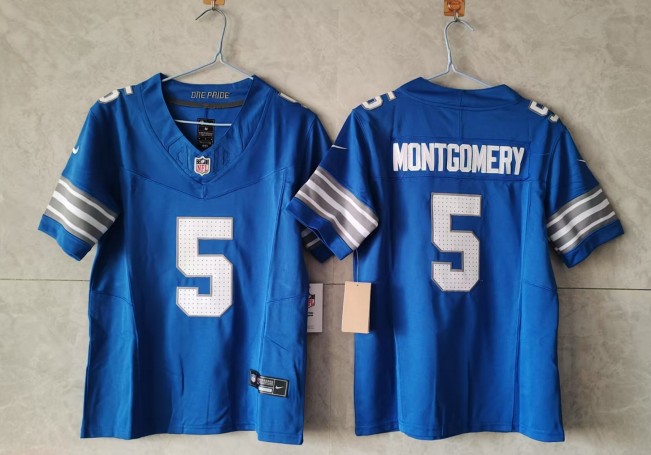 Youth Detroit Lions #5 David Montgomery Blue 2025 F.U.S.E. Vapor Limited Stitched Jersey