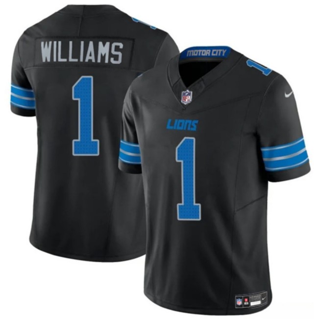 Youth Detroit Lions #1 Jameson Williams Black 2025 F.U.S.E. Vapor Limited Stitched Jersey
