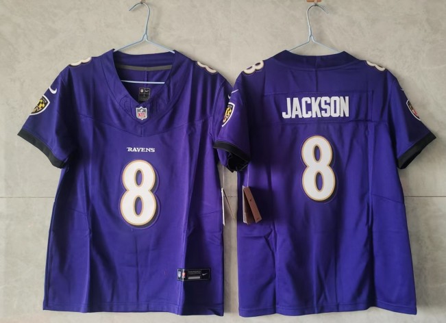 Youth Baltimore Ravens #8 Lamar Jackson Purple 2025 F.U.S.E Vapor Limited Football Jersey