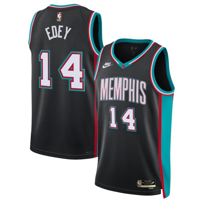 Men's Memphis Grizzlies #14 Zach Edey Black 2025 Classic Edition Stitched Basketball Jersey