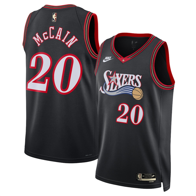 Men's Philadelphia 76ers #20 Jared McCain Black 2025 Classic Edition Stitched Jersey