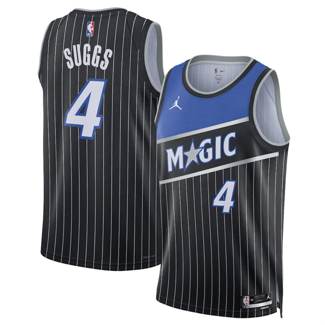 Men's Orlando Magic #4 Jalen Suggs Black 2025 Statement Edition Stitched Basketball Jersey Men's Orlando Magic #4 Jalen Suggs Black 2025 Statement Edition Stitched Basketball Jersey