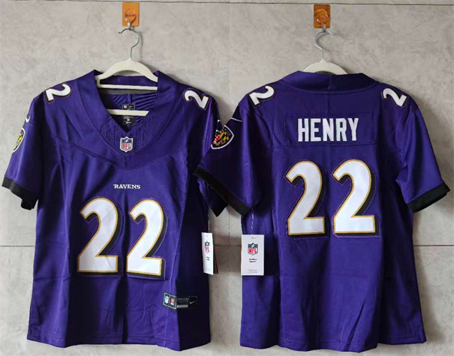 Women's Baltimore Ravens #22 Derrick Henry purple Vapor Football Jersey(Run Small)