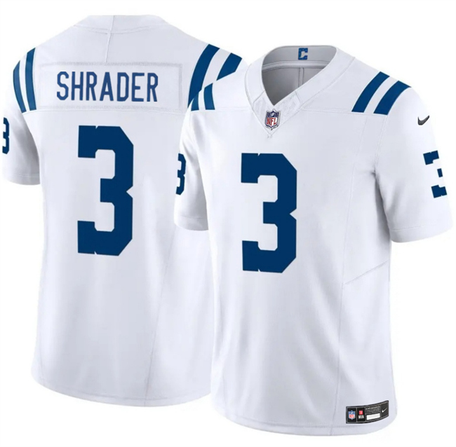 Men's Indianapolis Colts #3 Spencer Shrader White 2025 F.U.S.E. Vapor Limited Stitched Football Jersey